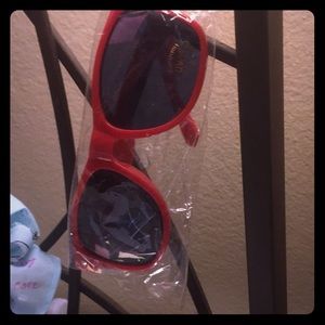 Red framed sun glasses